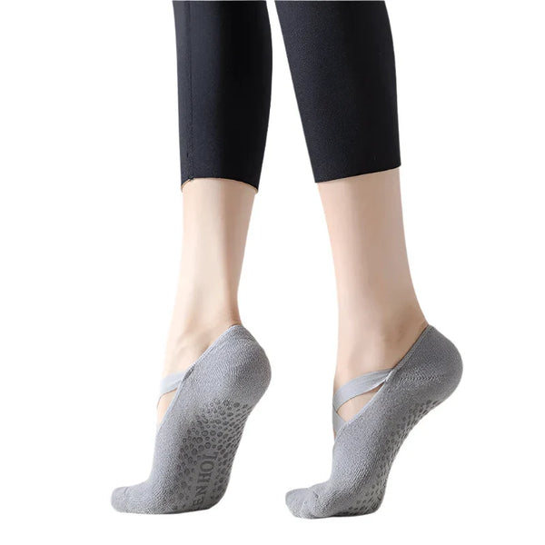 Yoga Socks Women Cotton Silicone Non slip Pilates Grip Towel  No Show Barre Sock