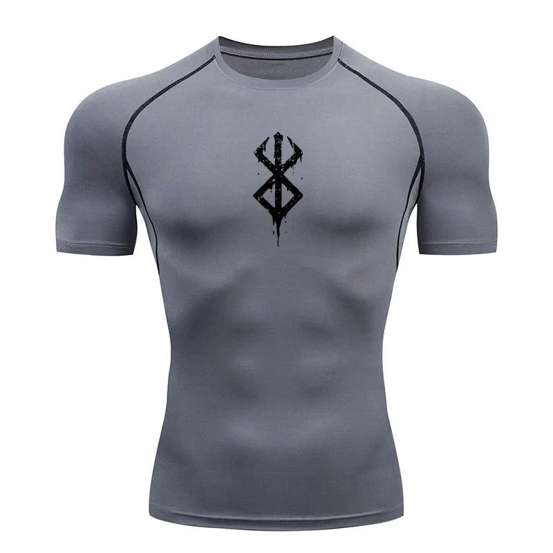 Men's Print Compression Shirts Summer Short Sleeve Rash Guard Gym Workout T-shirt Athletic Quick Dry Baselayer Undershirts Tops
