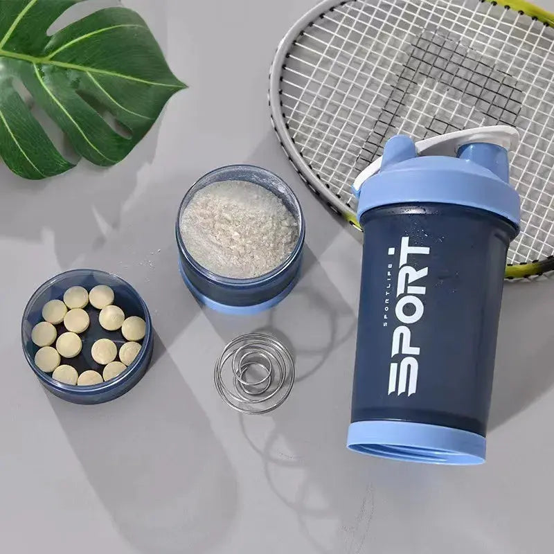 450ml Plastic Water Bottle Three Layer Protein Shaker